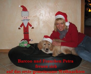 Barcoo und Frauchen Petra
 freuen sich
auf das erste gemeinsame Weihnachten